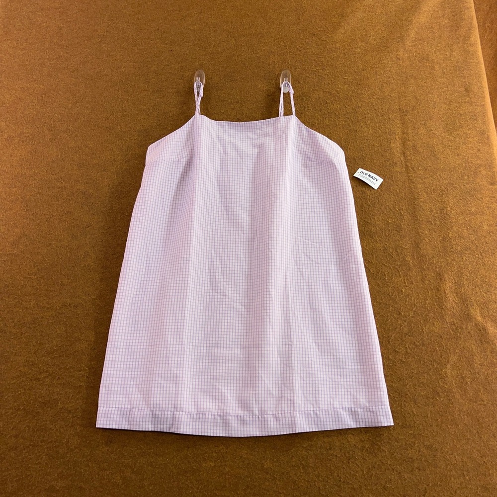 Old Navy Womens Large Purple Gingham Tie-Back Cami Mini Dress NWT